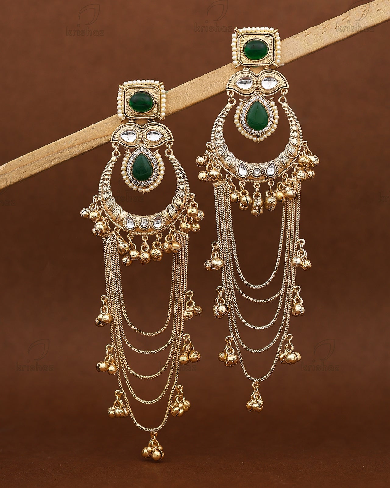 Rooprani Kashmiri Gold Dangler