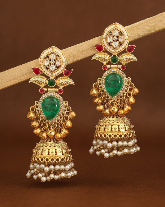 Sagarika Golden Jhumki Earrings