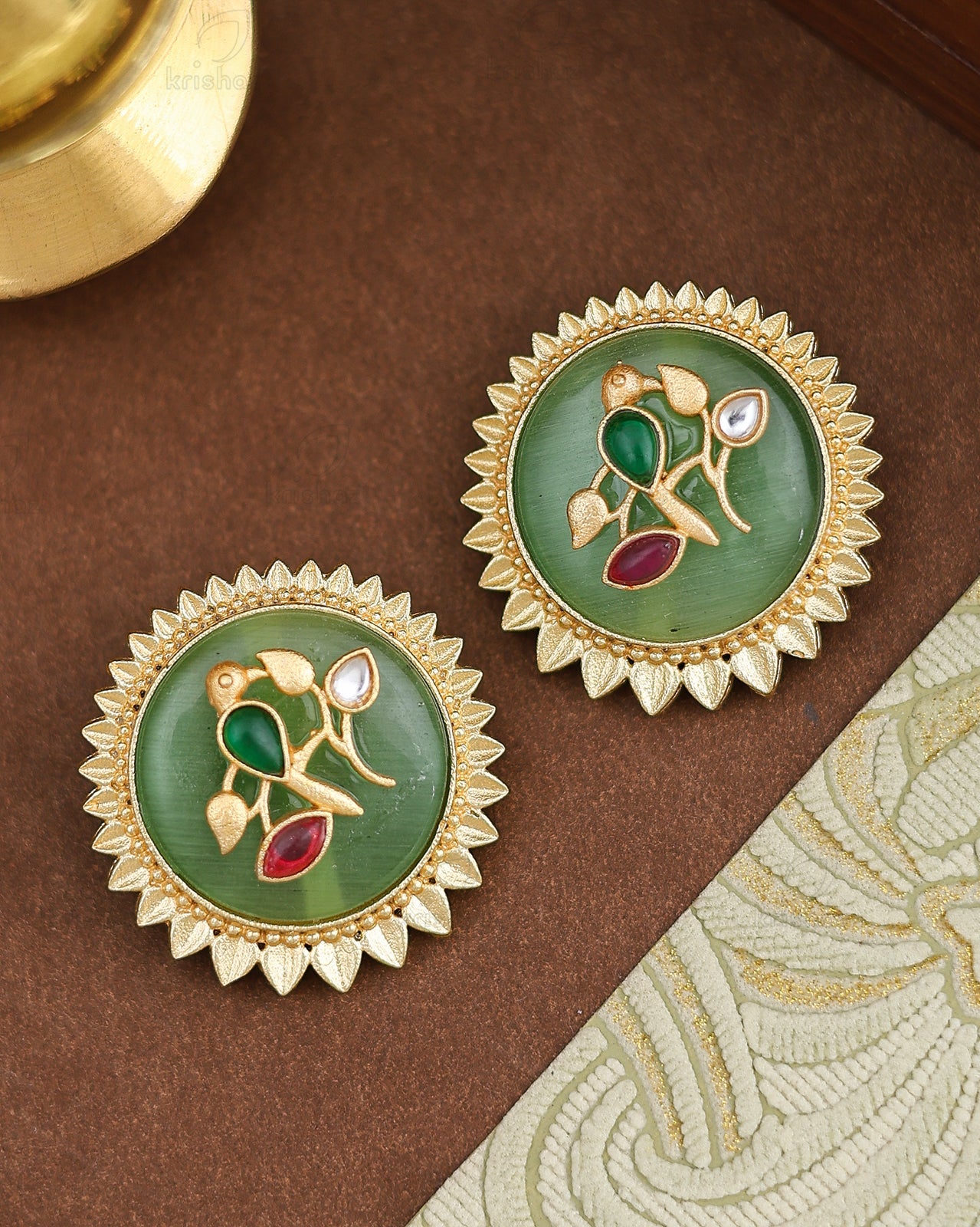 Chahak Premium Gold Stud Earrings