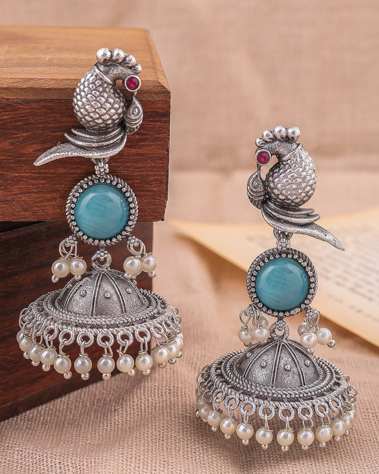 Parakeet Bird Jhumki Earrings