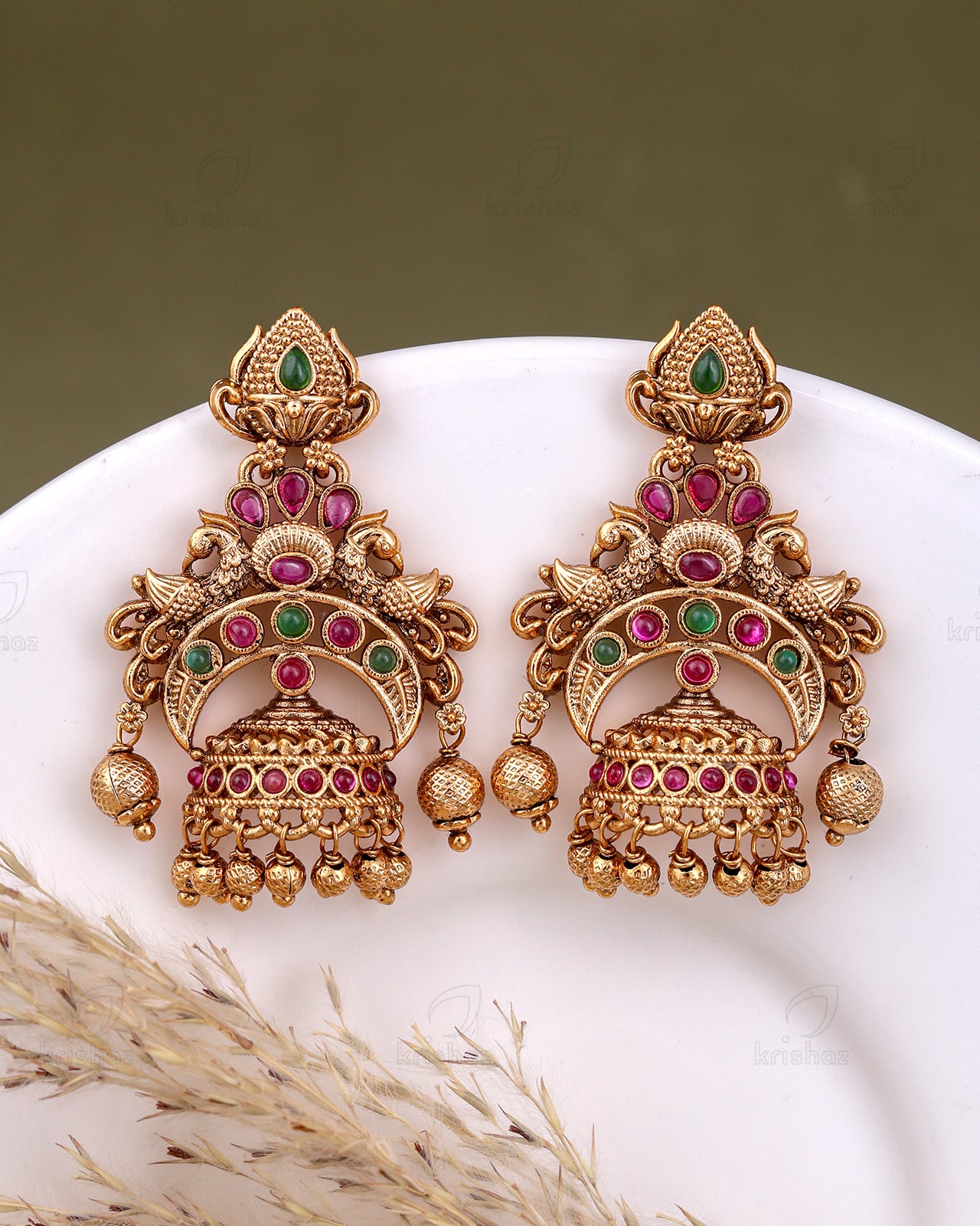 Lali Temple Gold Danglers