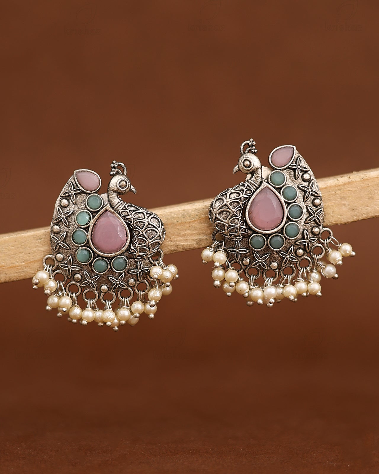 Shyla Peacock Stud Earrings - wxo