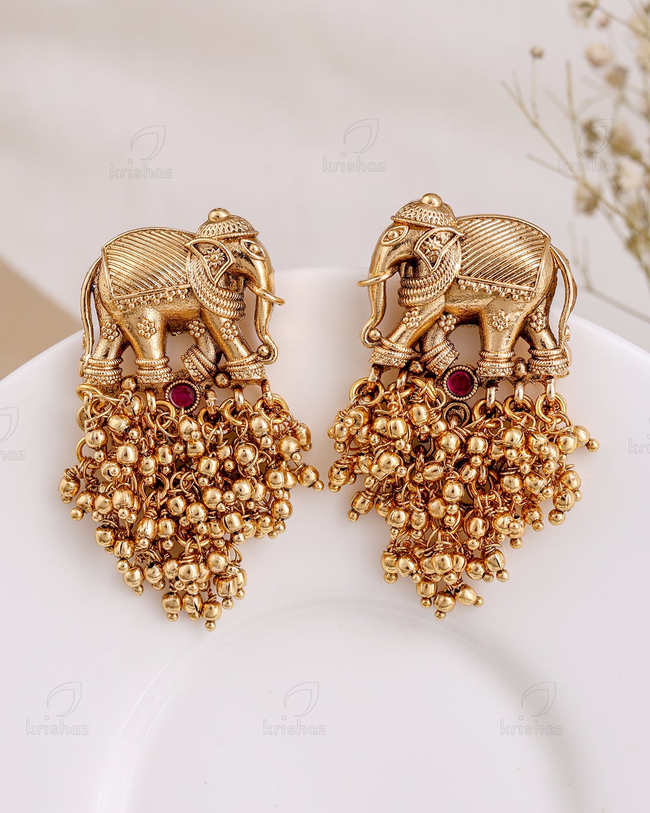 Gaj Temple Gold Danglers