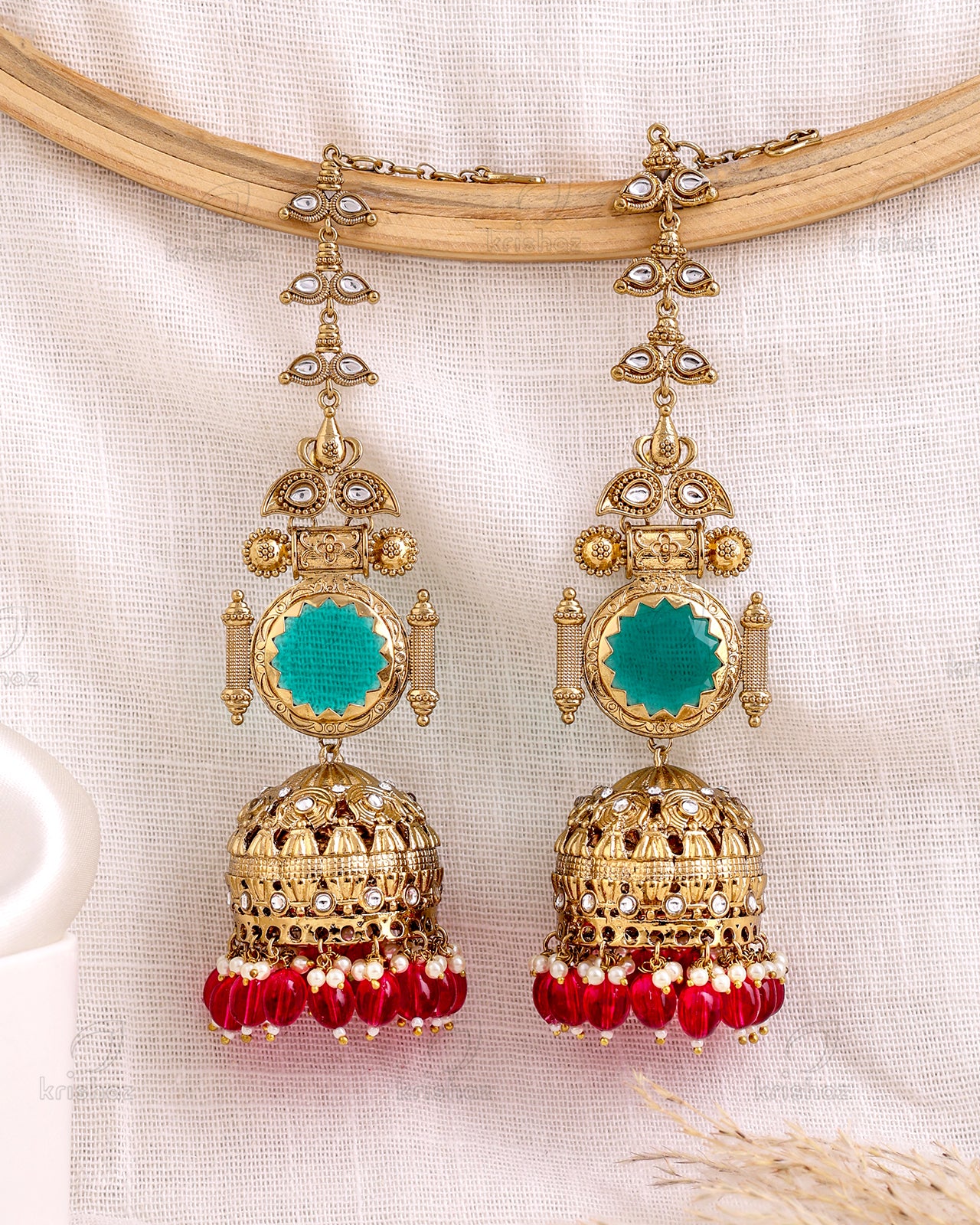 Mariam Pakistani Kundan Jhumki With Earchain