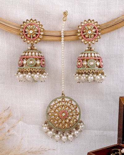 Haniya Pakistani Kundan Jhumki With Mangtika