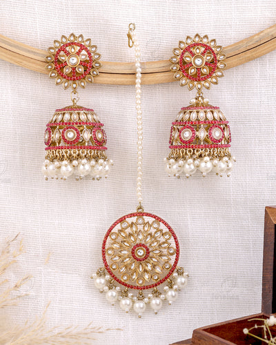 Haniya Pakistani Kundan Jhumki With Mangtika