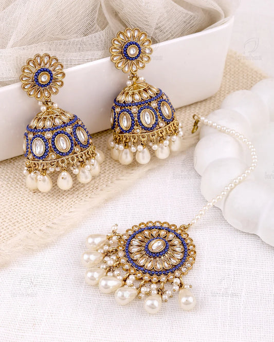 Samira Pakistani Kundan Jhumki Earrings With Mangtika