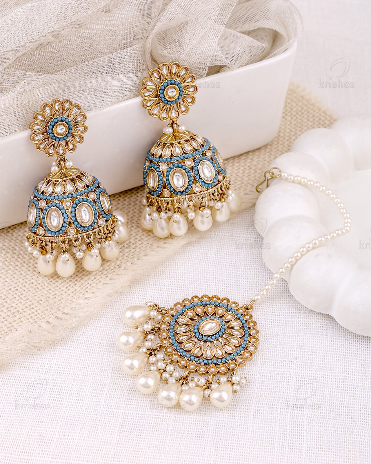 Samira Pakistani Kundan Jhumki With Mangtika