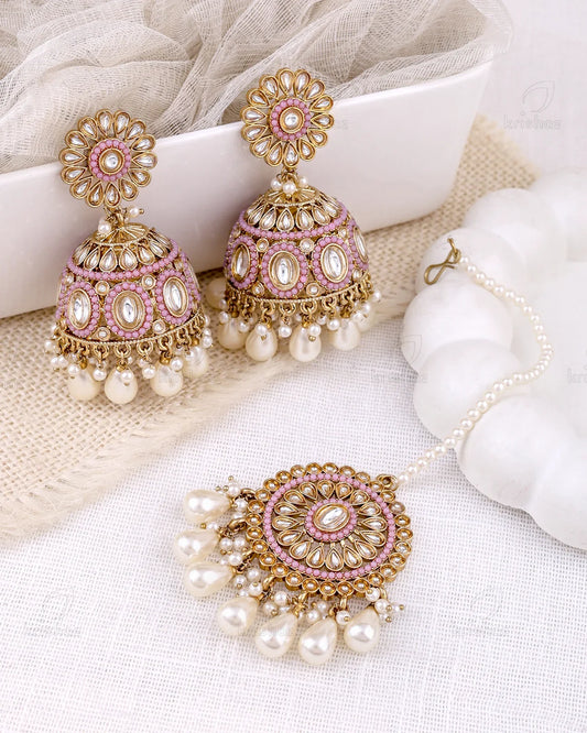 Samira Pakistani Kundan Jhumki Earrings With Mangtika