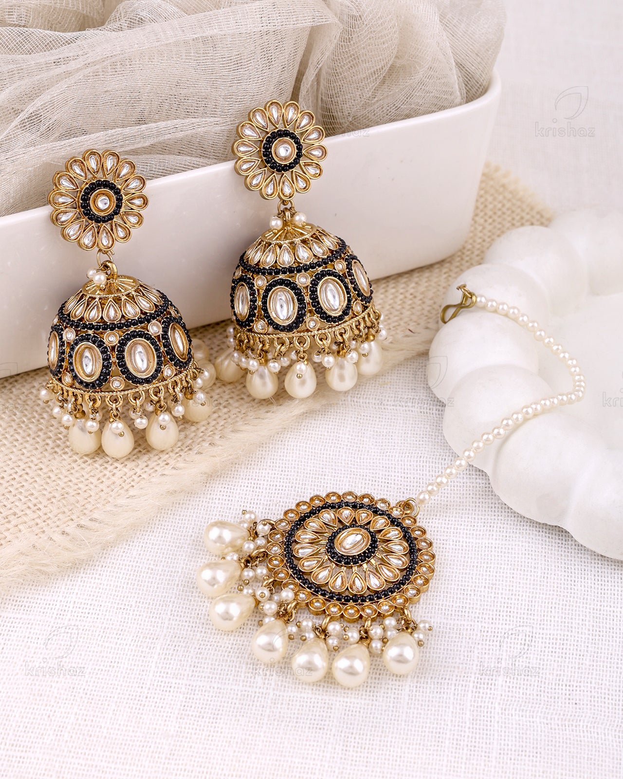 Samira Pakistani Kundan Jhumki With Mangtika