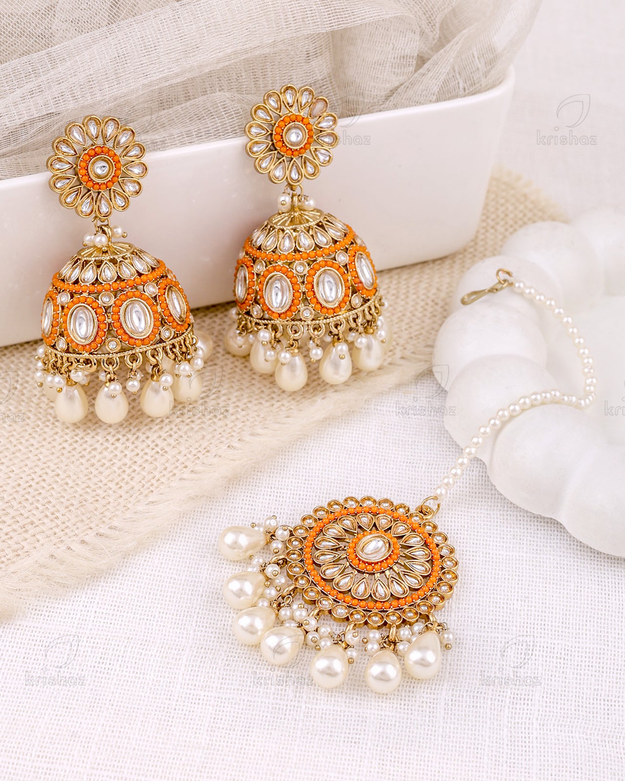 Samira Pakistani Kundan Jhumki With Mangtika