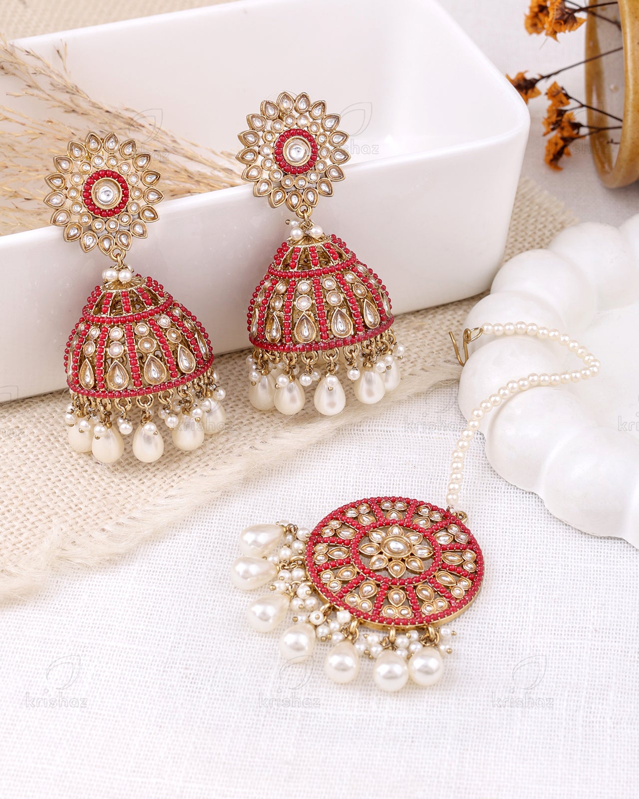 Farheen Pakistani Kundan Jhumki With Mangtika