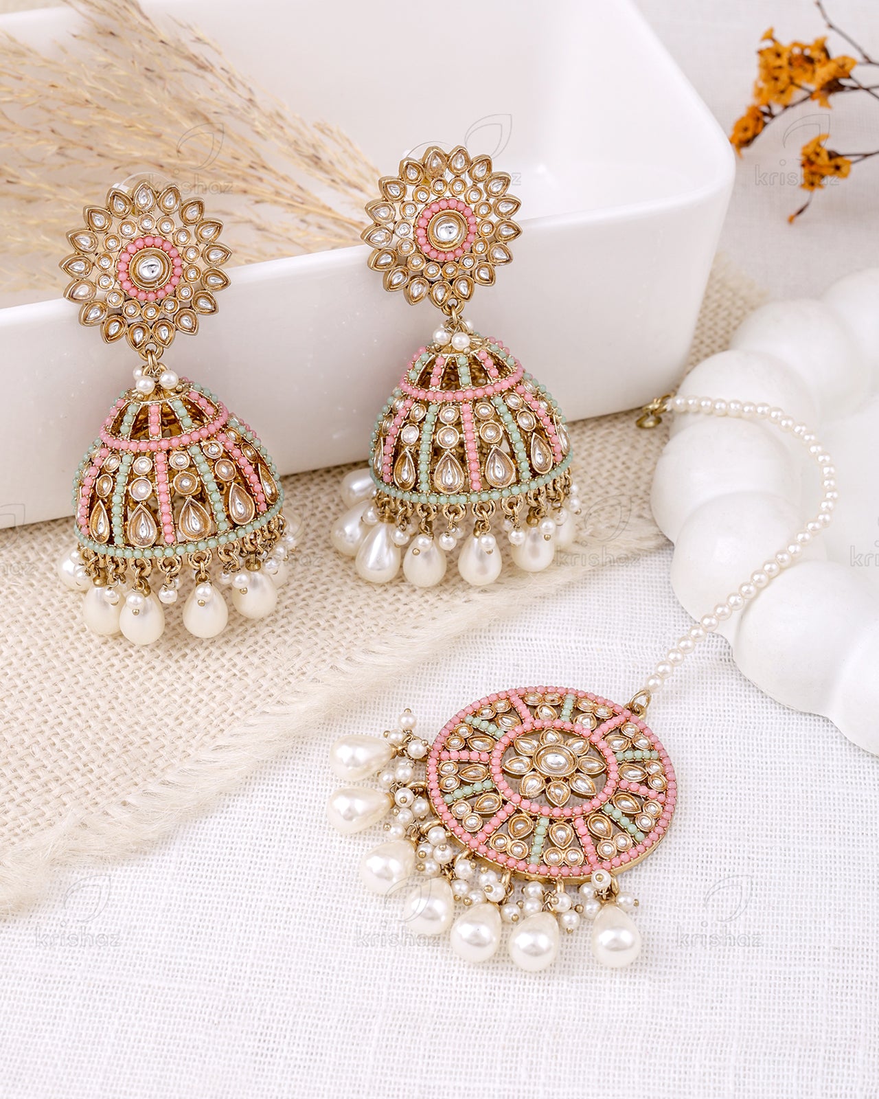 Farheen Pakistani Kundan Jhumki With Mangtika