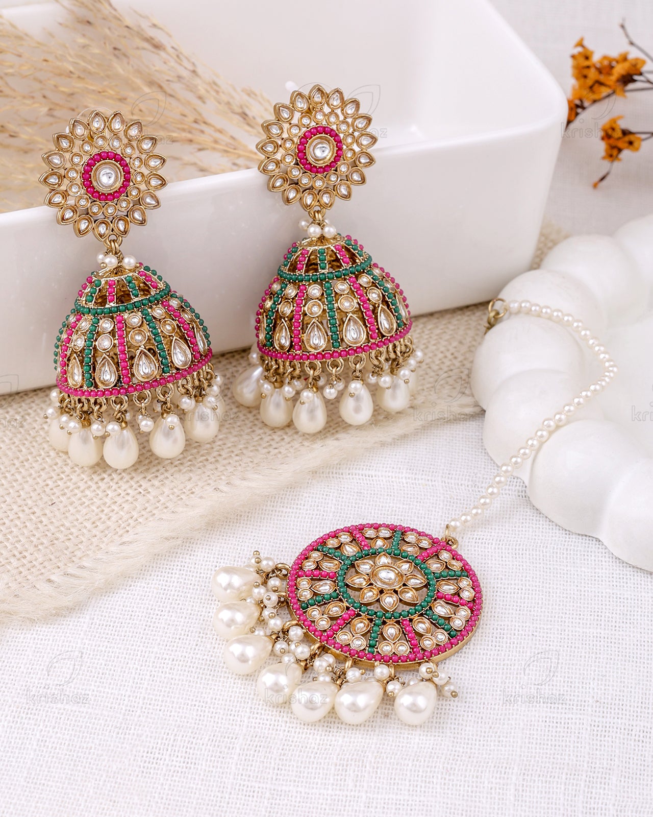 Farheen Pakistani Kundan Jhumki With Mangtika