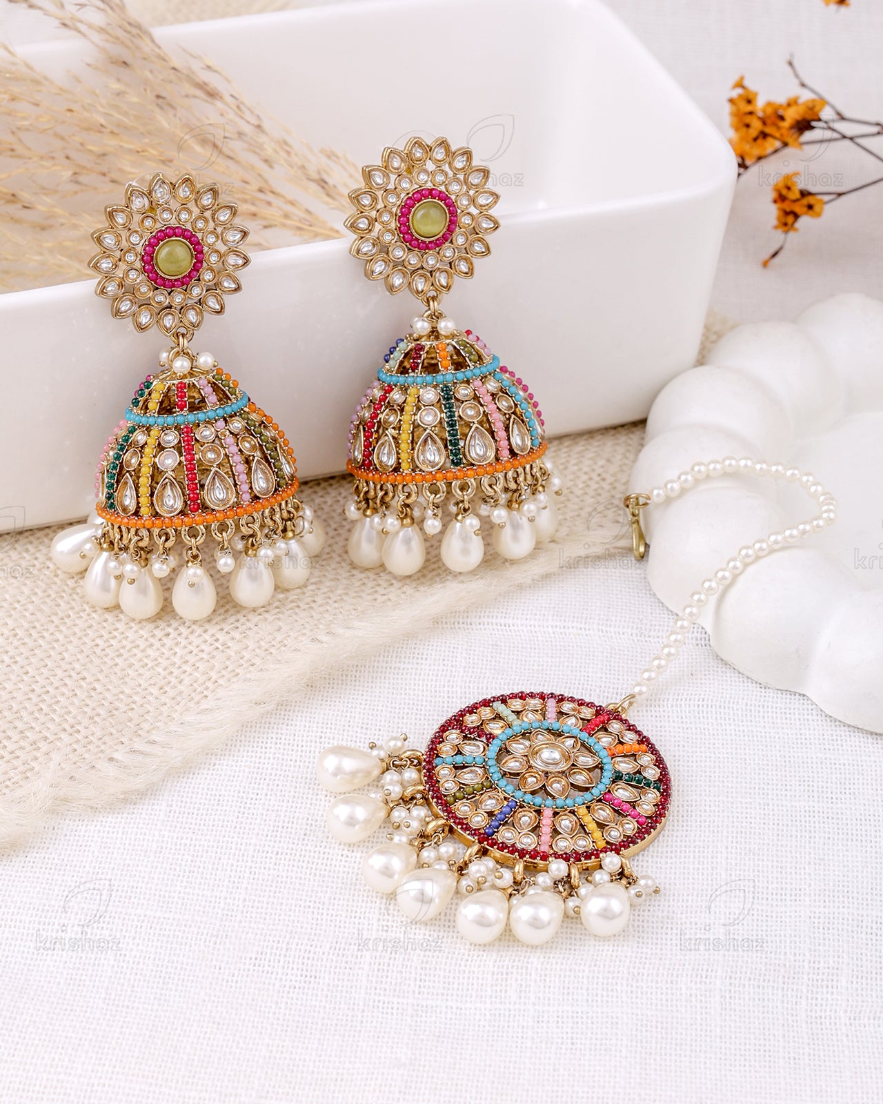 Farheen Pakistani Kundan Jhumki With Mangtika