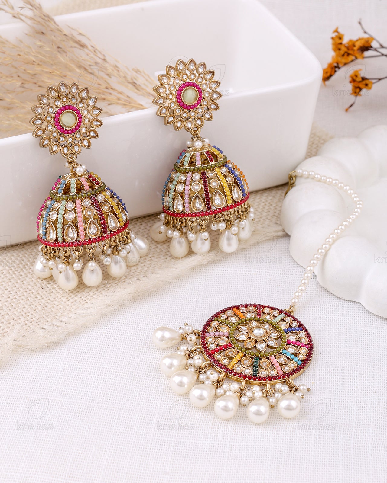 Farheen Pakistani Kundan Jhumki With Mangtika