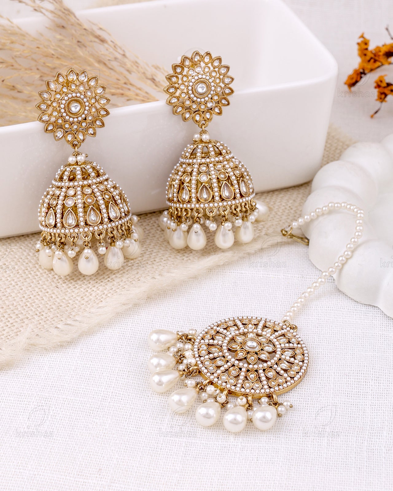 Farheen Pakistani Kundan Jhumki With Mangtika