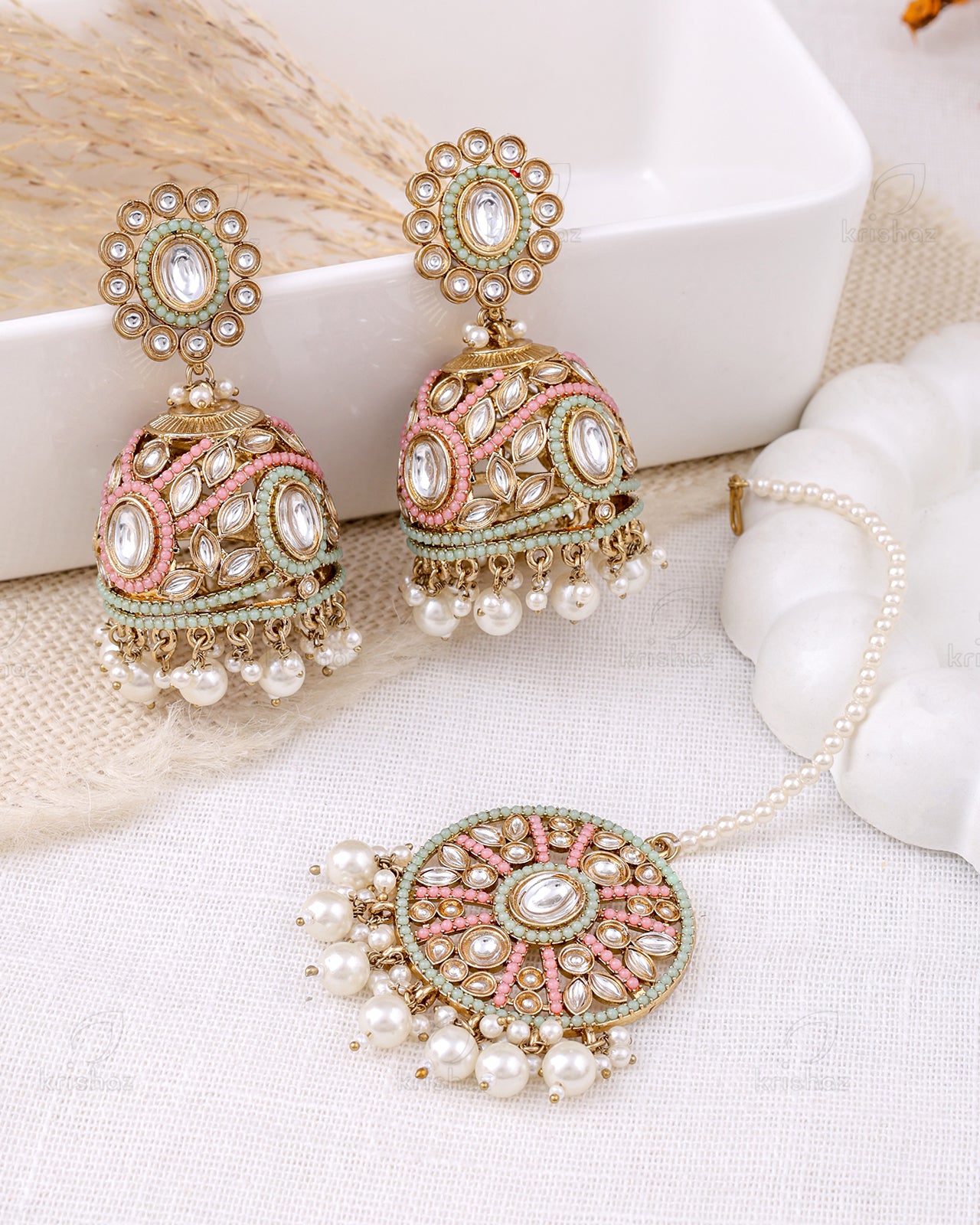 Ruksana Pakistani Kundan Jhumki With Mangtika