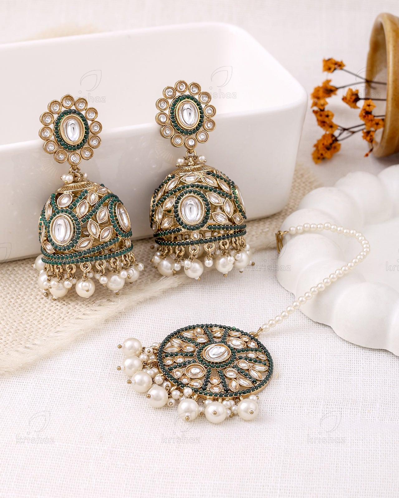 Ruksana Pakistani Kundan Jhumki With Mangtika