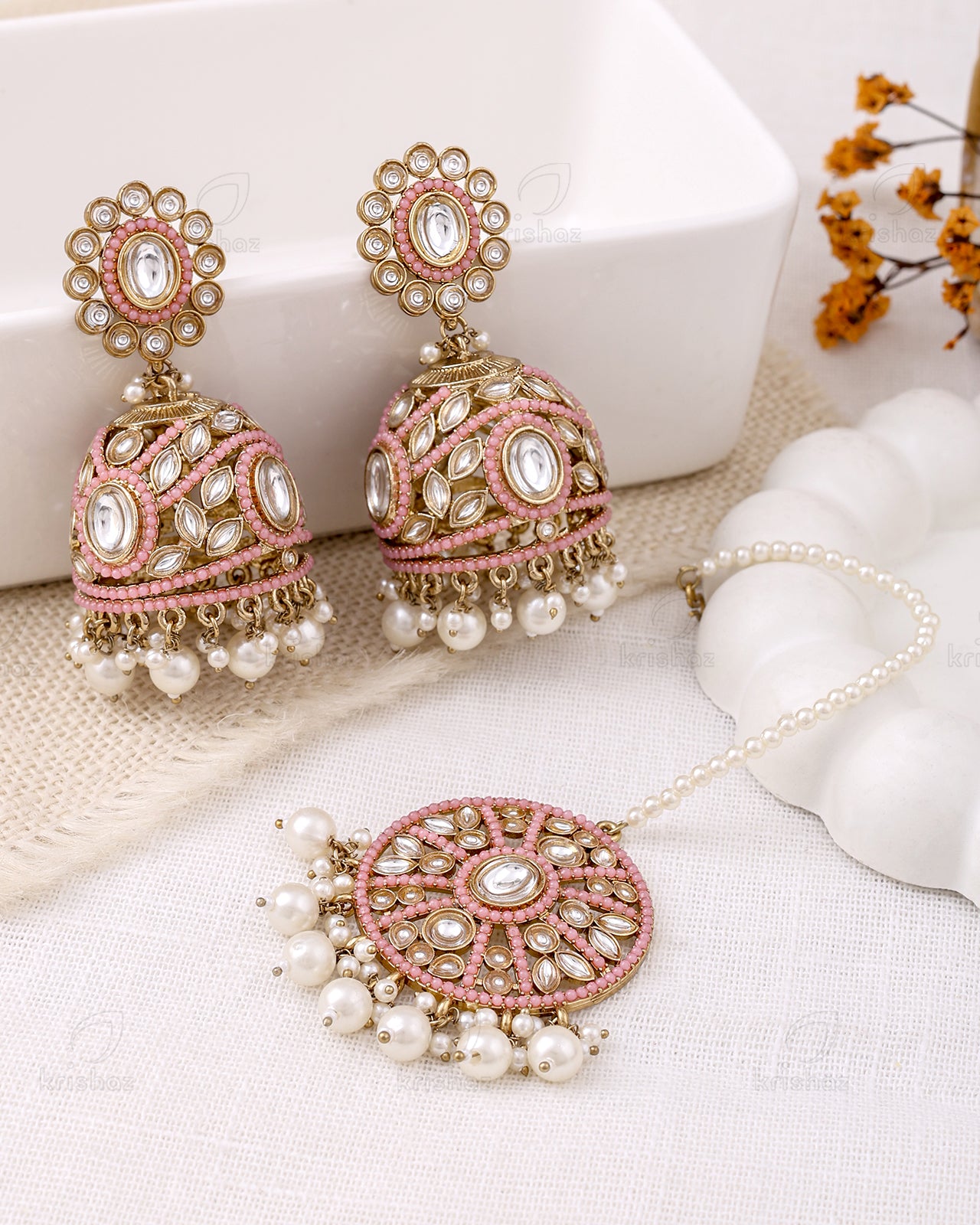 Ruksana Pakistani Kundan Jhumki With Mangtika