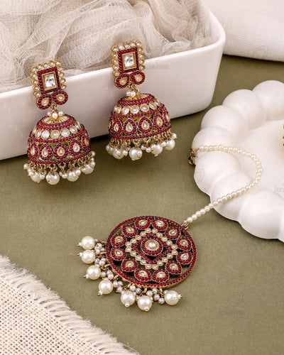 Rukhsar Pakistani Kundan Jhumki With Mangtika