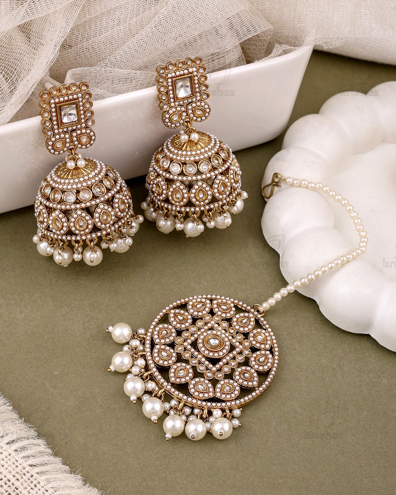 Rukhsar Pakistani Kundan Jhumki With Mangtika