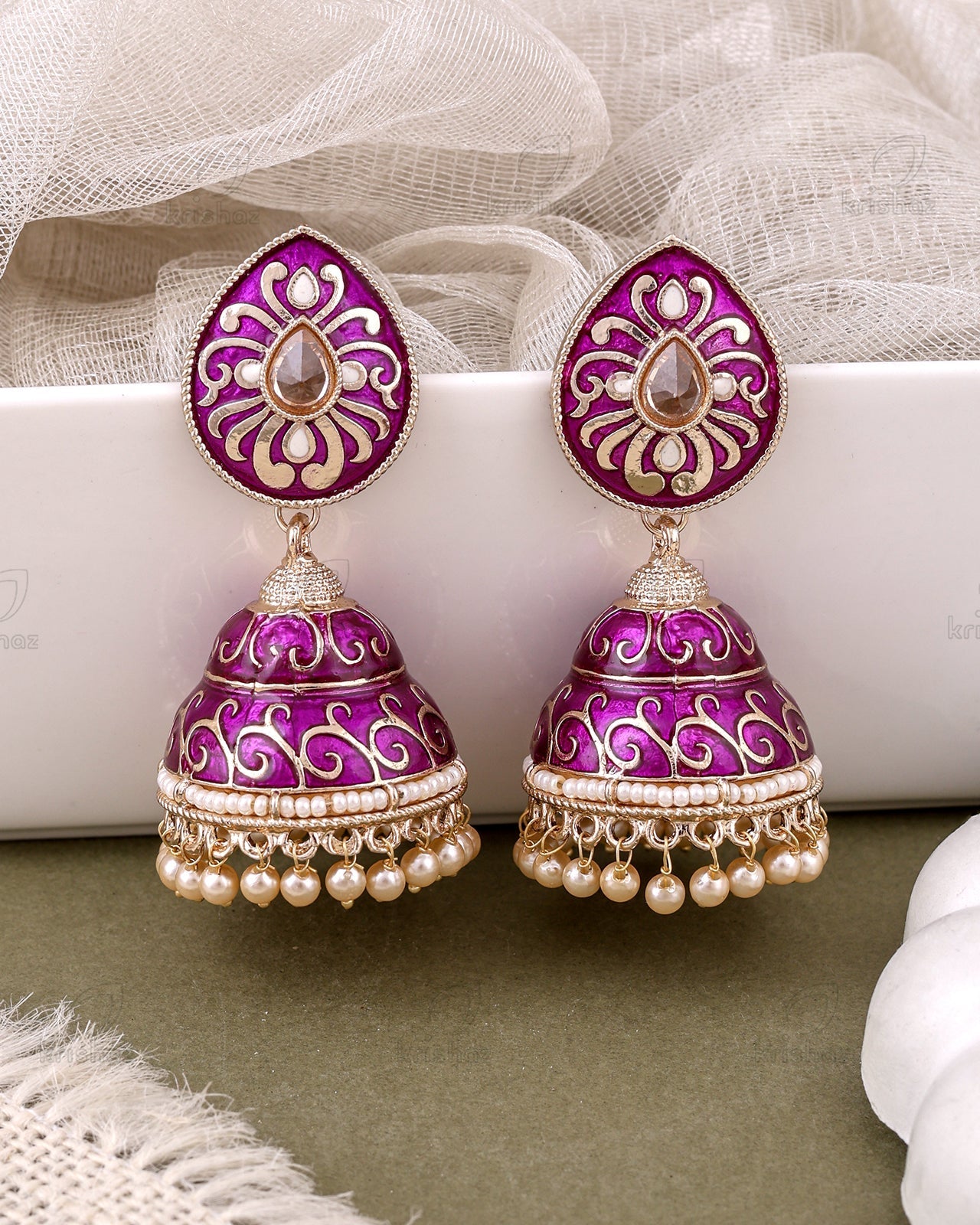 Alisha Kundan Jhumki Earrings