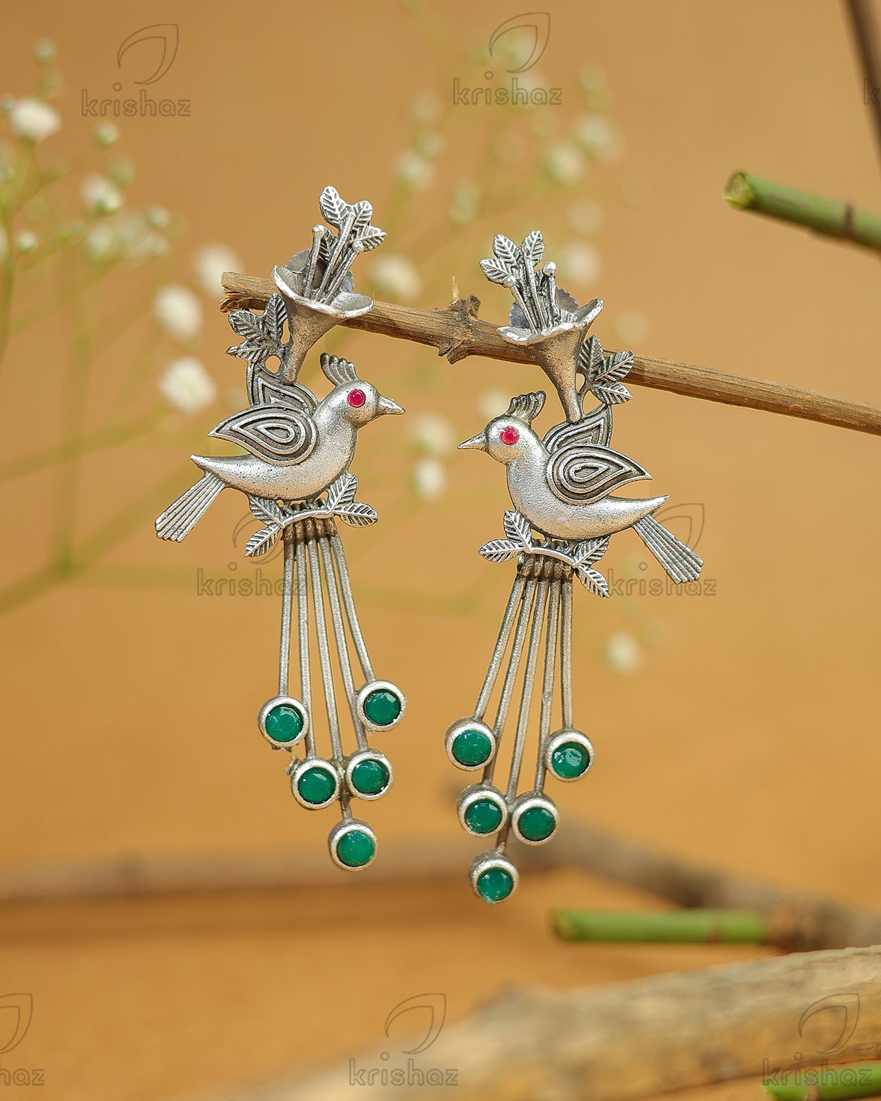 Navya Peacock Dangler Earrings - wxo