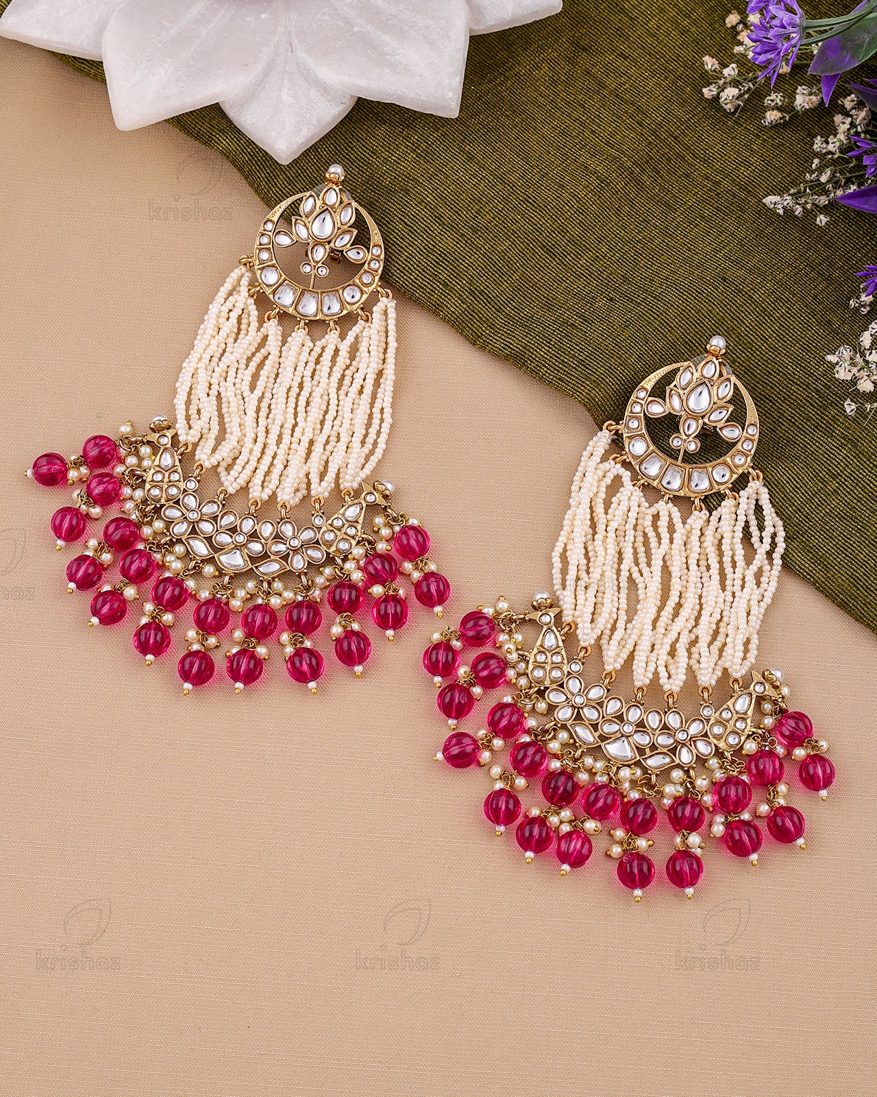 Wahida Kundan Dangler Earrings - RANG