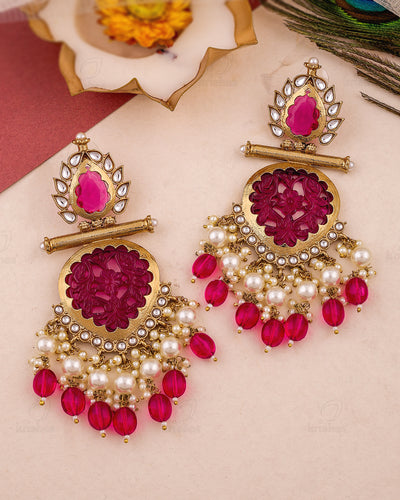 Farah Kundan Dangler Earrings - RANG