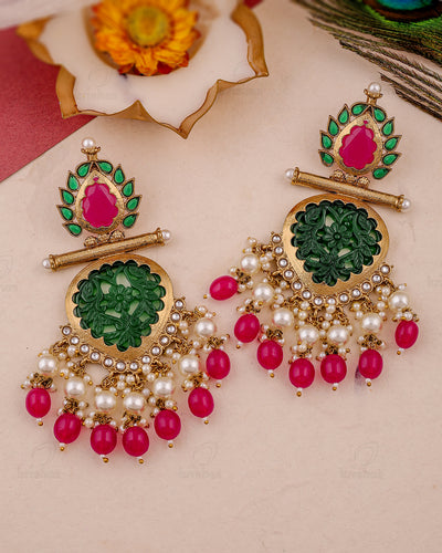 Farah Kundan Dangler Earrings - RANG