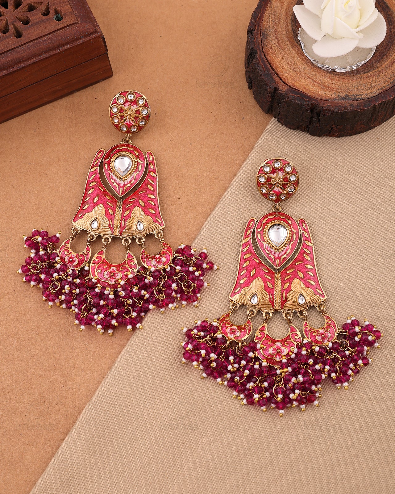 Madhubala Kundan Dangler Earrings - RANG