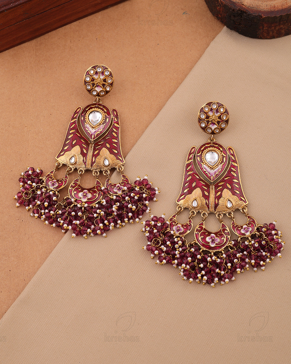 Madhubala Kundan Dangler Earrings - RANG