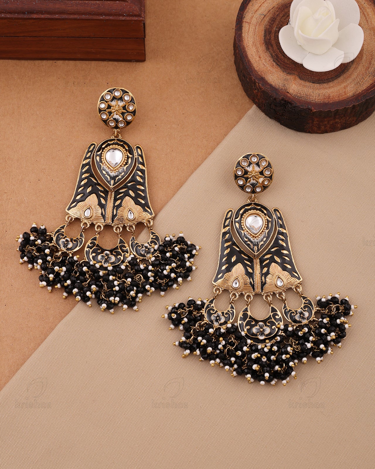 Madhubala Kundan Dangler Earrings - RANG