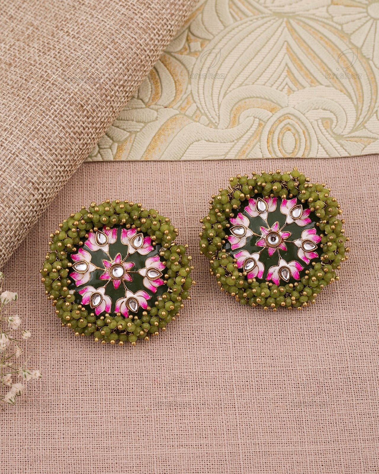 Krupali Kundan Stud Earrings - RANG