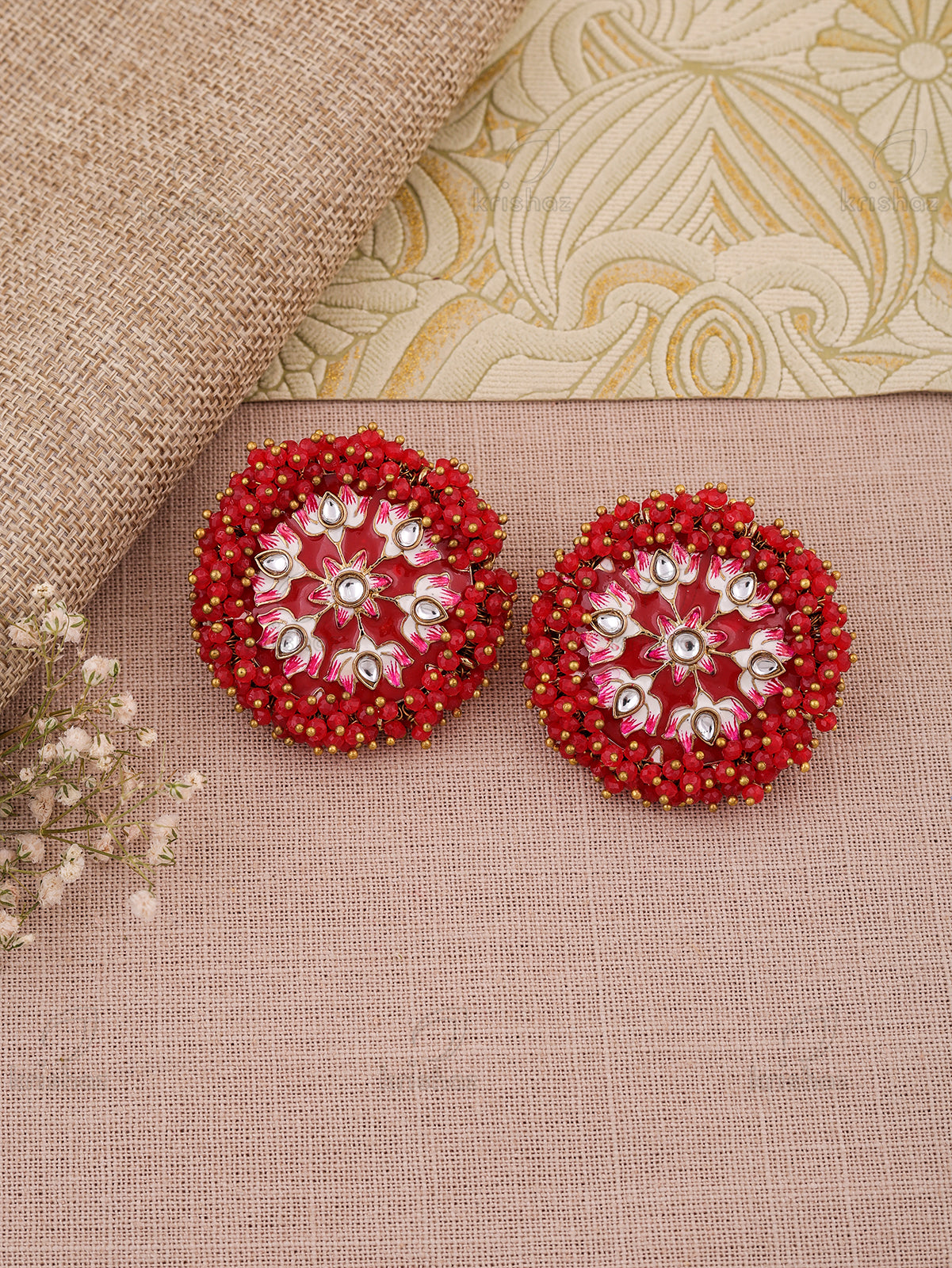 Krupali Kundan Stud Earrings - RANG