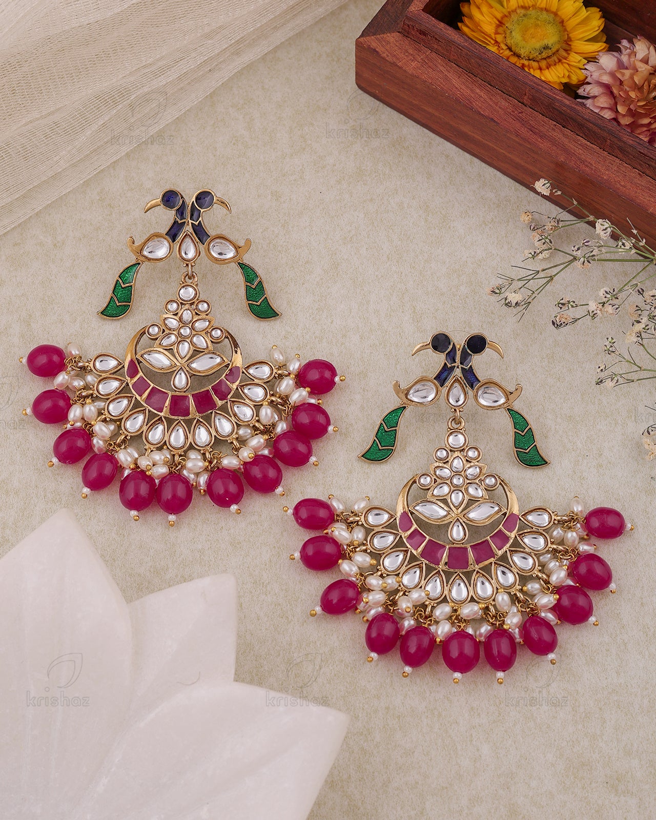 Avadh Kundan Dangler Earrings - RANG