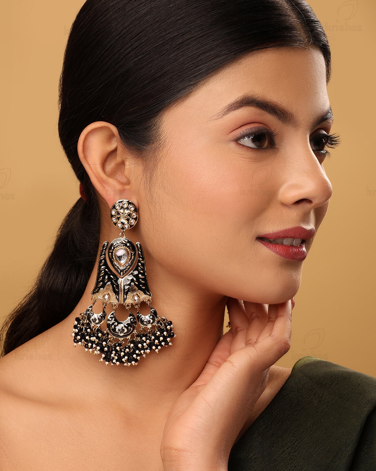 Madhubala Kundan Dangler Earrings - RANG