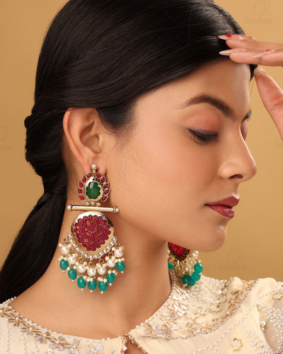 Farah Kundan Dangler Earrings - RANG