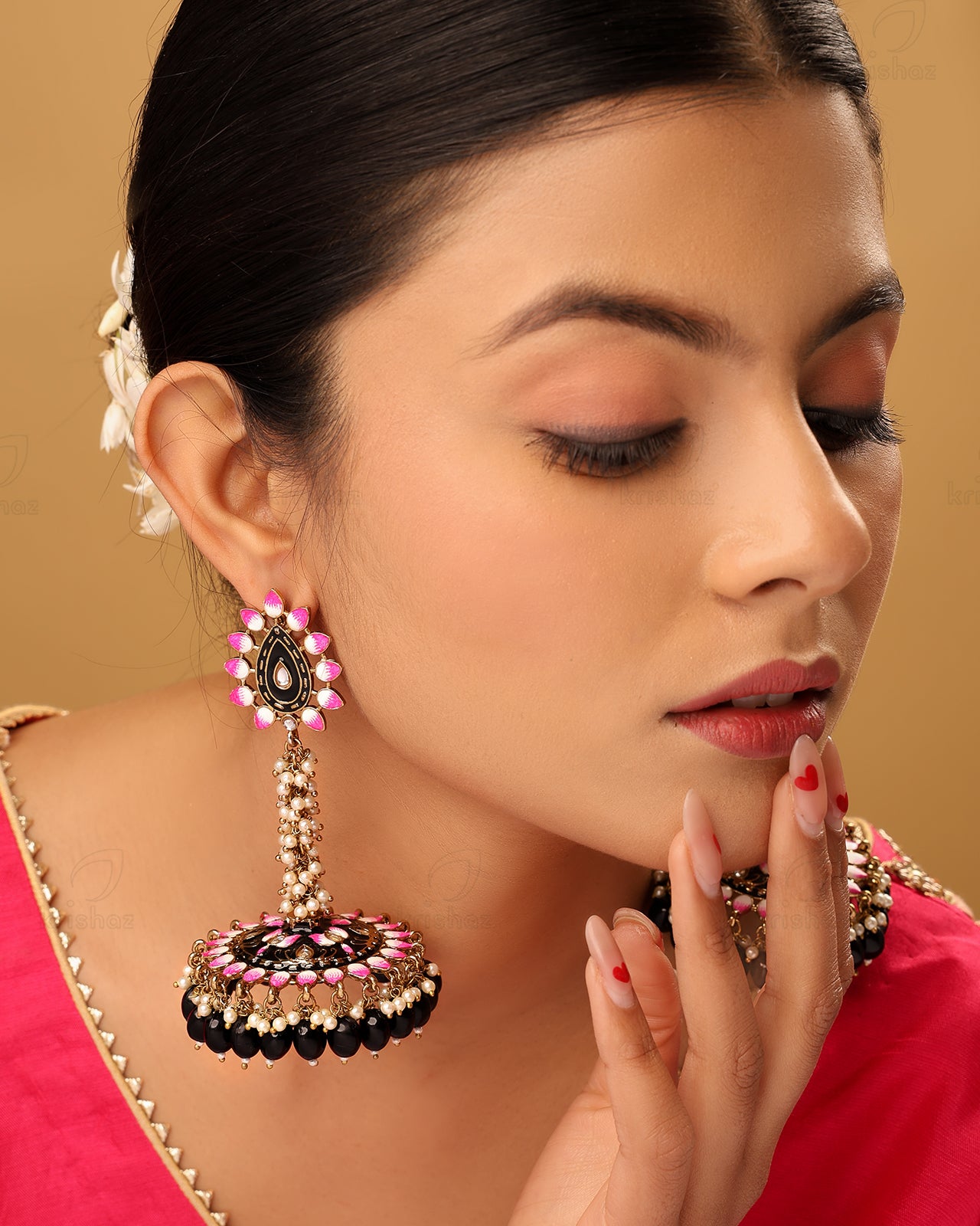 Shahnaz Kundan Jhumki Earrings - RANG