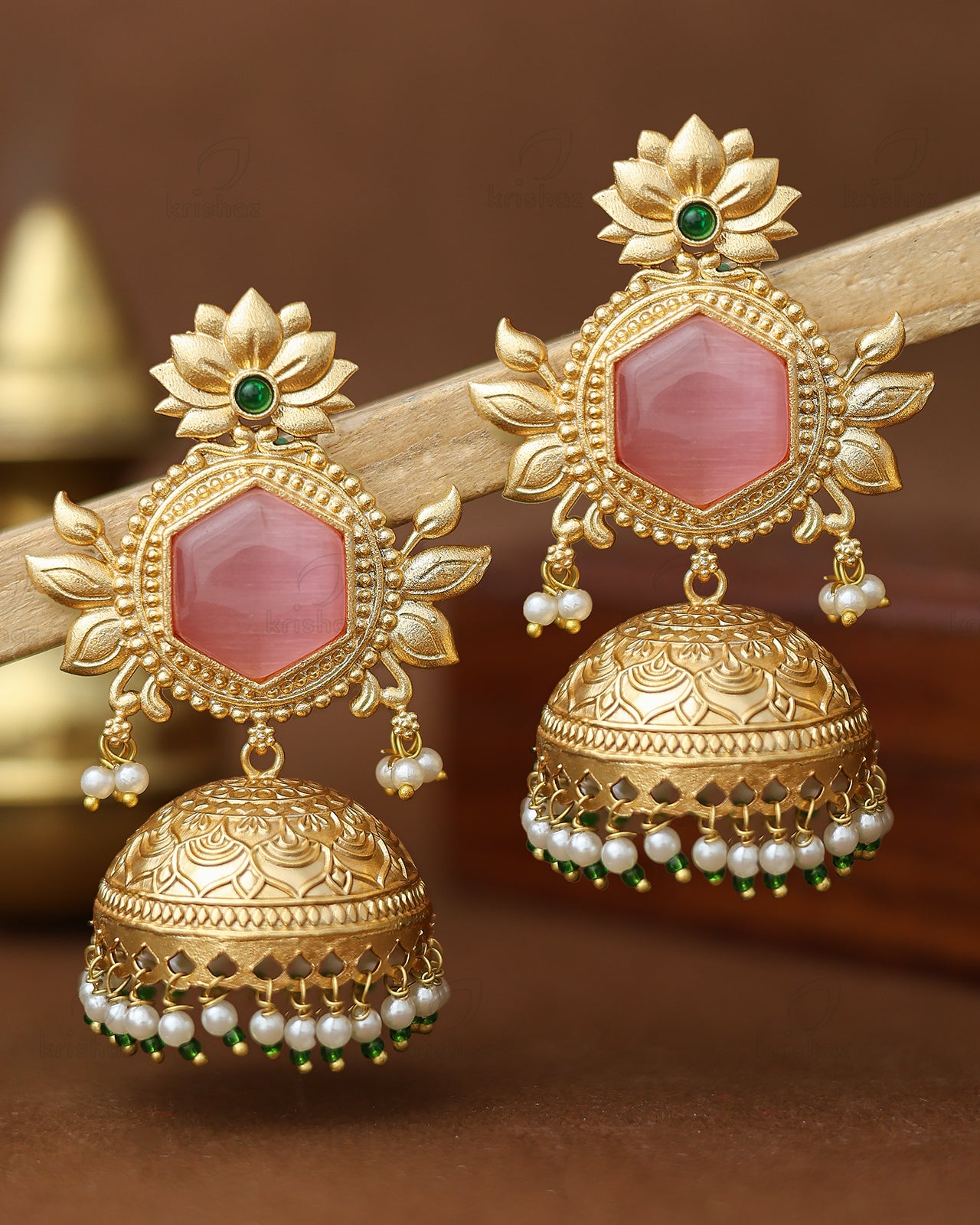 Simran Gold Jhumki Earrings