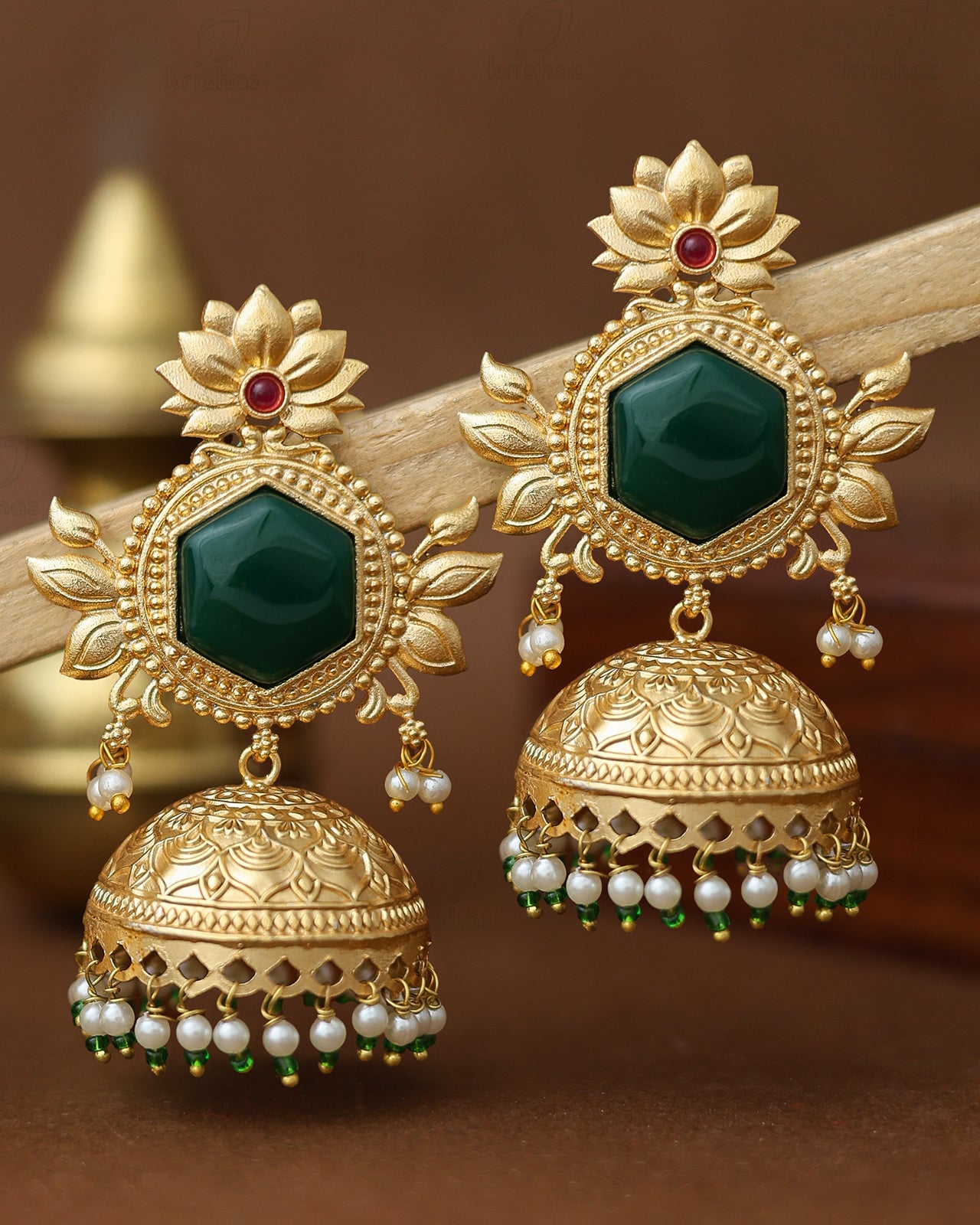 Simran Gold Jhumki Earrings