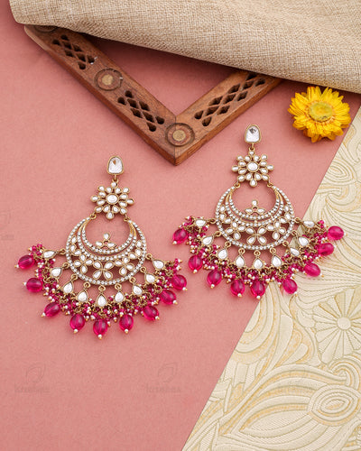 Zari Kundan Chandbali Earrings - RANG