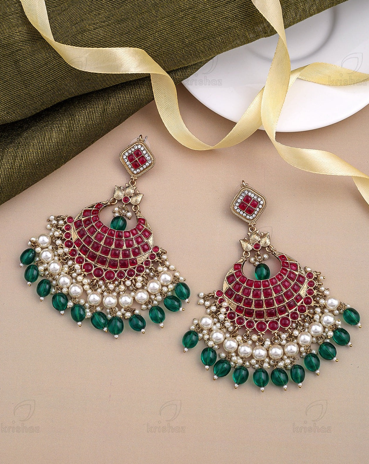 Jodha Kundan Dangler Earrings - RANG