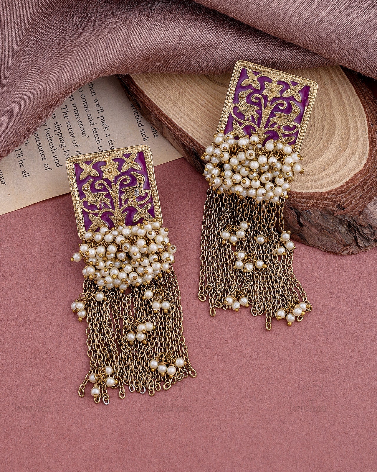 Zeenat Golden Dangler Earrings - RANG