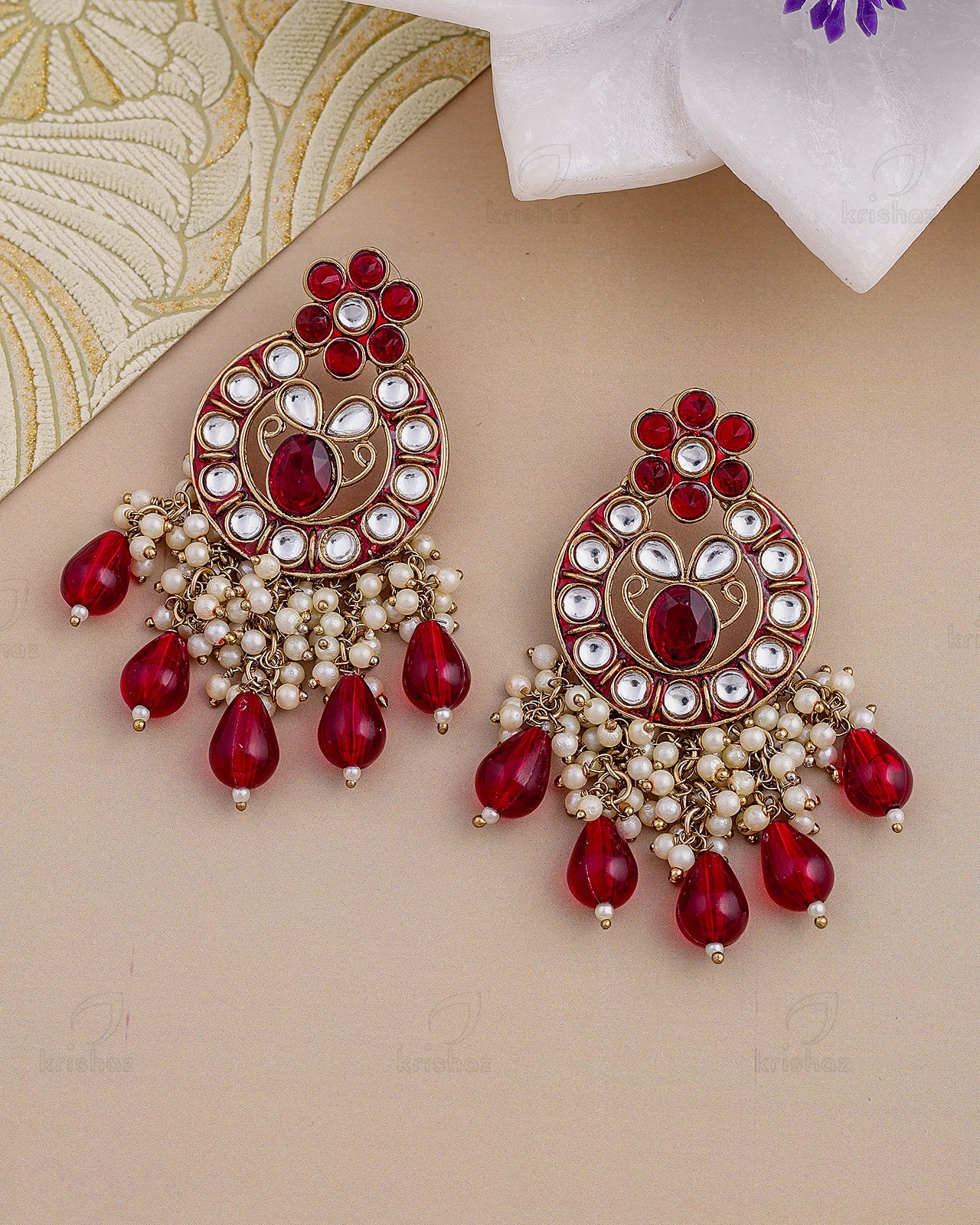 Sahar Kundan Dangler Earrings - RANG