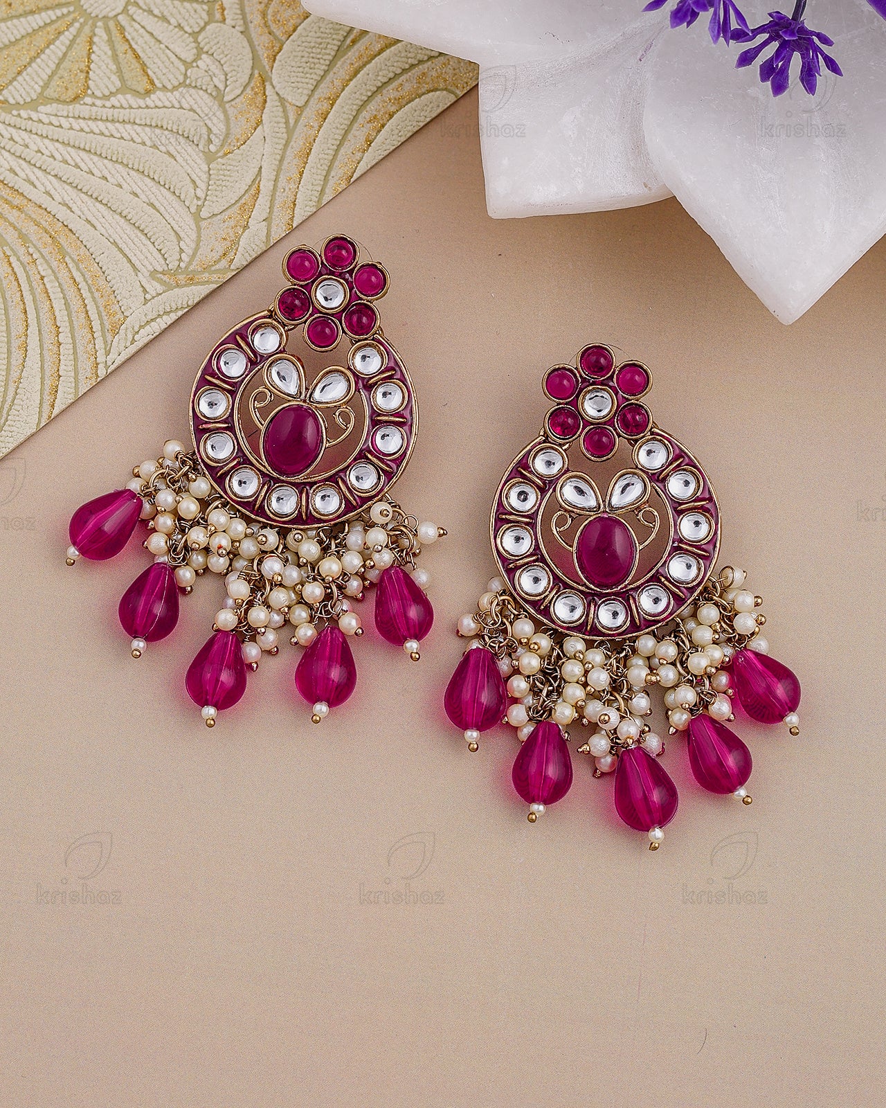 Sahar Kundan Dangler Earrings - RANG