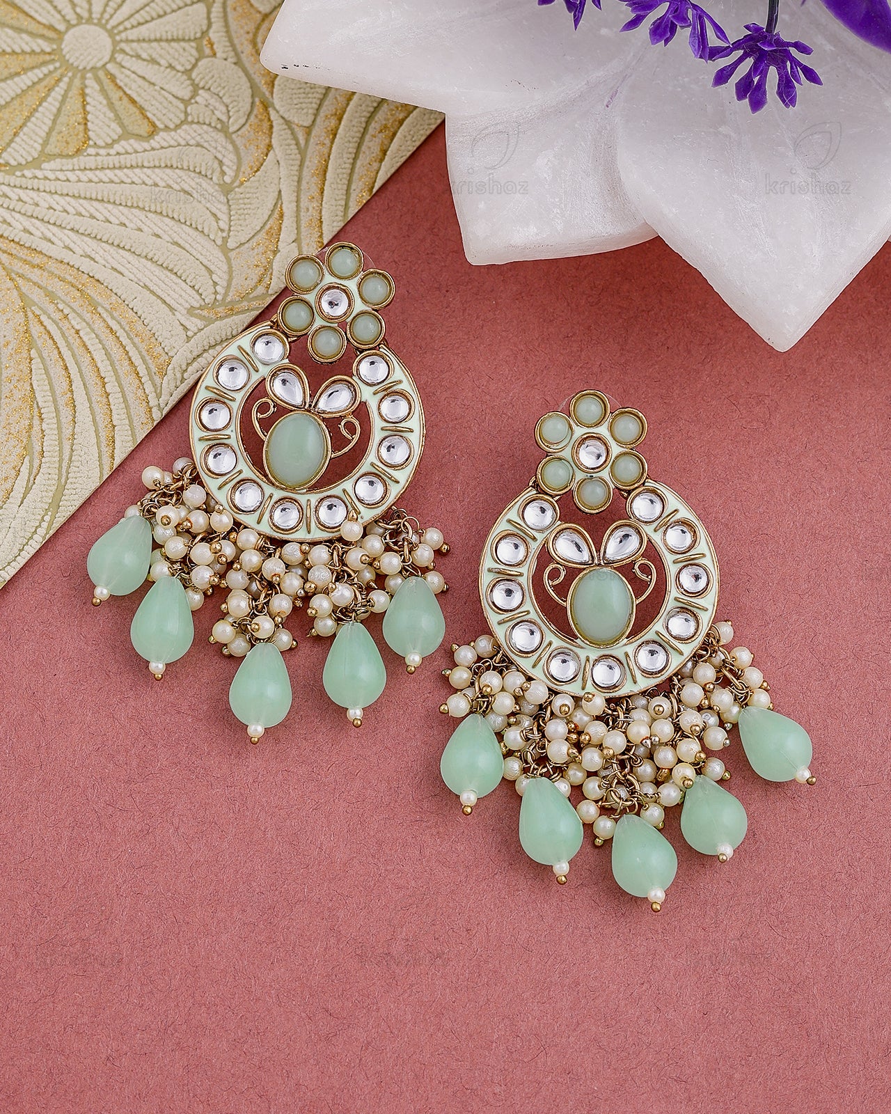 Sahar Kundan Dangler Earrings - RANG