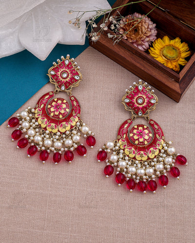 Ghazal Kundan Chandbali Earrings - RANG