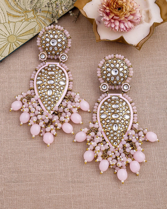 Trushti Kundan Dangler Earrings - RANG